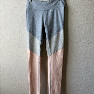 Outdoor Voices Colorblock Leggings in Gray, Cream, and Pink